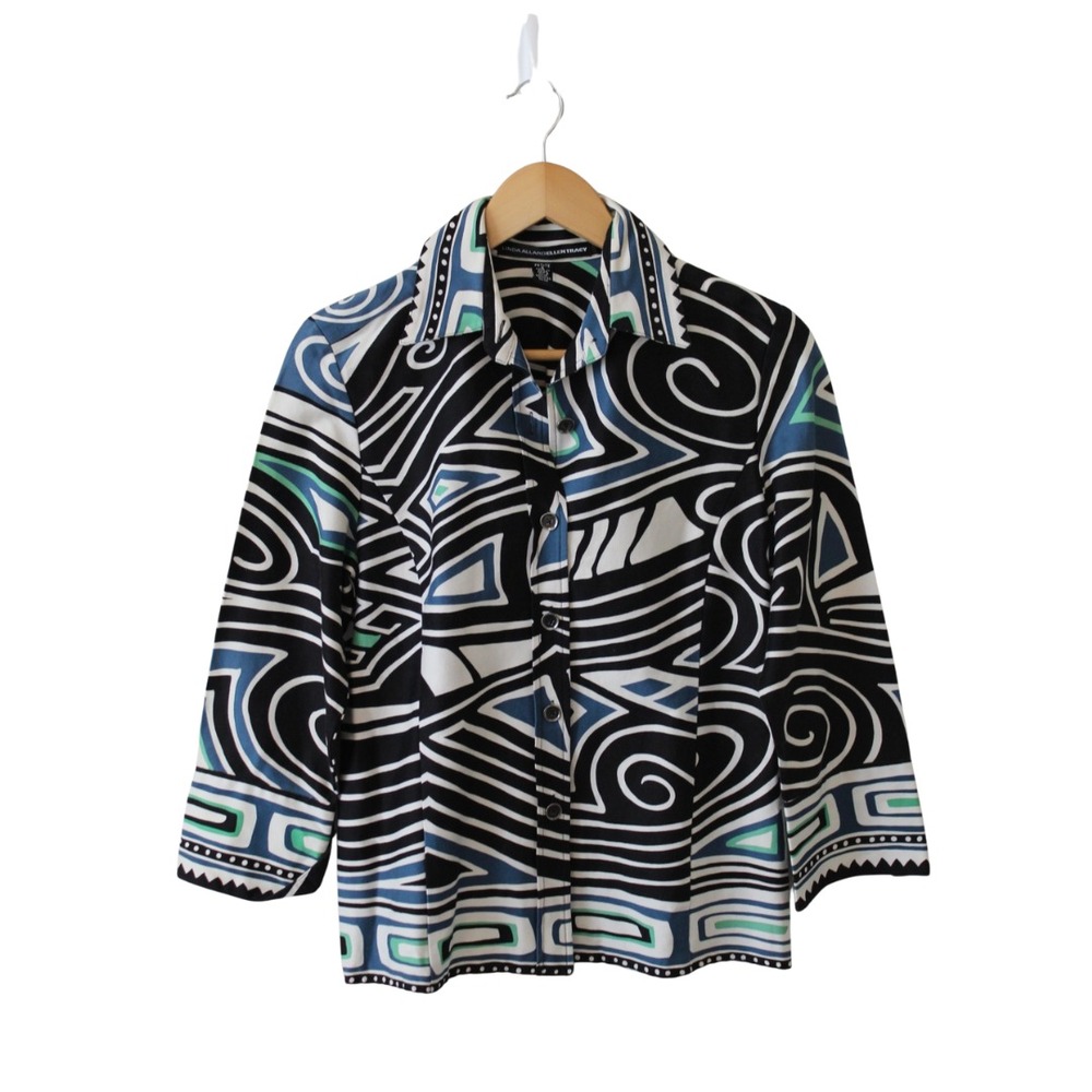 Linda Allard Ellen Tracy Bold Print Shirt/Jacket Size 8 Petite
